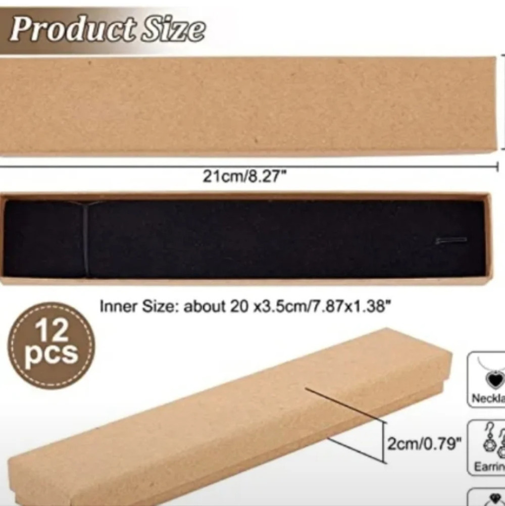 (3) Kraft paper jewelry boxes & (3) polishing cloths, necklace bracelet chain - Picture 3 of 5
